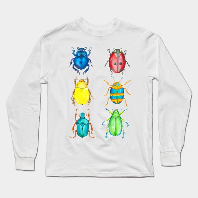 Watercolor Bugs Collection Long Sleeve T-Shirt by MagdalenaIllustration